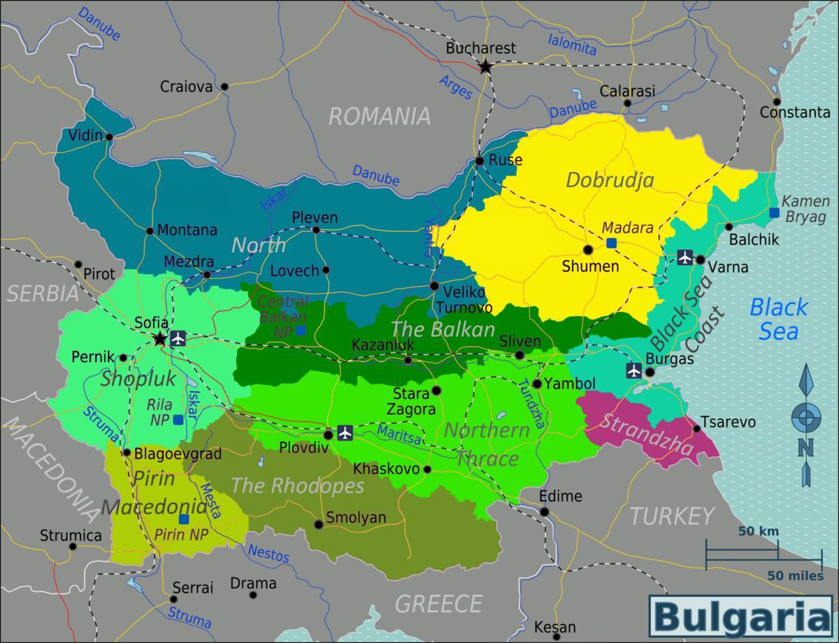 harta e Bullgarisë aeroporte