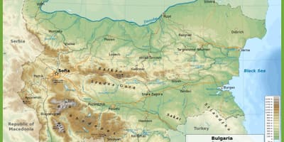 Bullgaria topografike hartë